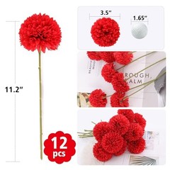 Pcs Artificial Chrysanthemums Flowers Silk Ball Flowers Fake Mums 12 Red