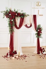 5 Piece of Wedding Arch Flowers Kit with Drapes Ceremony Backdrop Decor
