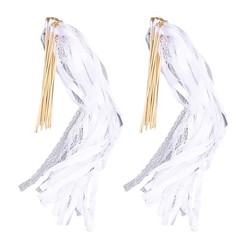 40pcs Lace Ribbon Wedding Wands With Bells Sparkling Stick For Party Celebration