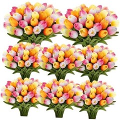 pcs Artificial Tulip Flowers Fake PU Tulips Faux Latex 1 Head 64 Multi Color