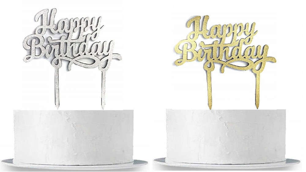 Wood Glitter Cake Topper Happy Birthday Party Supplies Decorations Fashion decor