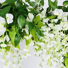 5pack Wisteria Garland Artificial Flowers Garland Fake Hanging Milk White