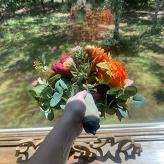 Beautiful Bridal Wedding Bouquet Budget Handmade Faux Flowers Orange Red Yellow