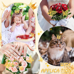 Cridoz Gold Crowns for Flower Bouquets, Flower Bouquet Accessories Including4Pcs