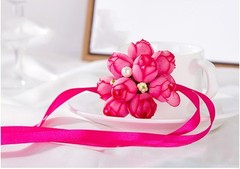 Set of 10 Gentle Artificial Flower Bracelet Bridesmaid Wedding Gift Rustic Wrist