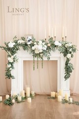 Ling’s Moment 9FT Eucalyptus and Willow Leaf Garland with White Flower, Handc…