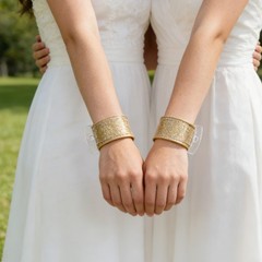 6 Pcs Slap Corsage Wristlet Gold Glitter Bracelet Base for Flowers