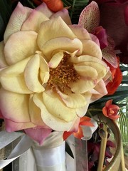 36”L Wedding Bouquet Large Cascade Real Feel Faux Flower Orchid Paradise Red