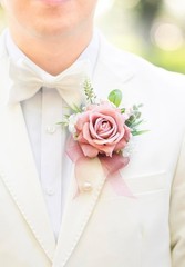 Artificial Dusty Rose Corsage and Boutonniere Set – Ideal for Weddings & Parties