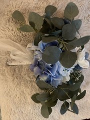 Lot Of 3 Blue Hydrangea & White Bridal Bouquet Bridesmaid Wedding Flowers