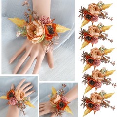 5Pcs Wrist Corsages for Mother of Bride and Grooms, Rose Corsages for Wedding