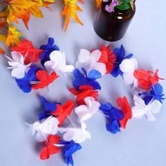 SUMERSHA 5 Set 20pcs Red White and Blue Flower Leis Patriotic 4th of July Decora