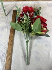 2 Bouquets 13″ Silk Rose, Bud Artificial Flower Bushes Wedding Party Decorations