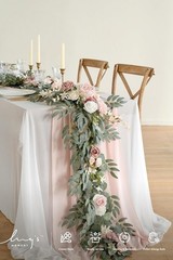 Ling’s moment Flower Garland – 6FT Eucalyptus & Rose Pink Sweetheart Table Decor