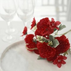 RED 3 Bushes 14″ Silk Carnation FLOWERS Artificial Floral Bouquets Party