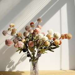 10pcs Faux Kiku Flowers, 5 Heads Each Stem & 4 Branches Eucalyptus Mixed Color