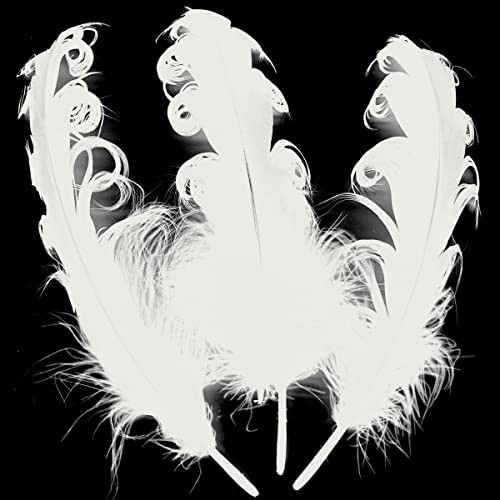 50pcs Curly Nagorie Goose Feathers 5-7inch for Hat Dress Decor Crafts DIY White
