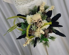 Gothic Garden Skull Boho Faux Silk Wedding Bouquet