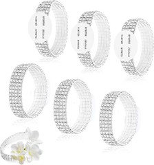 Elegant Rhinestone Wrist Corsage Set – 6 Pcs Adjustable Bands for Weddings