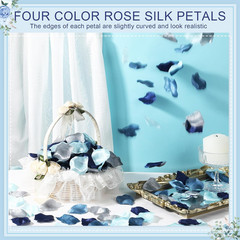 Tigeen 1200 Pcs French Dusty Blue Silk Rose Petals Artificial Flower Petals for