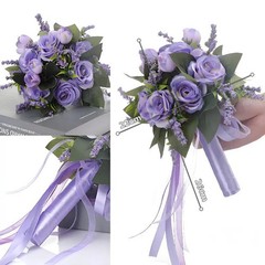 Bridal Wedding Bouquet White Silk Roses Artificial Flowers For Bridesmaid Gift