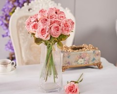 Rose Artificial Flower 12pcs Realistic Faux Silk Roses Fake A 12pcs Pink Rose