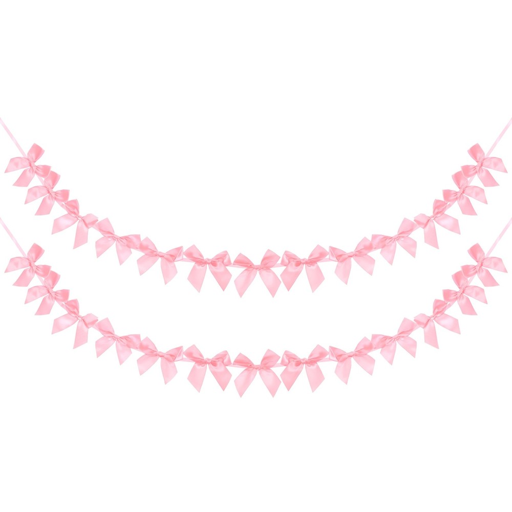 2 String of 13 PCS Peach Pink Bow Garland Banner Decoration Party Bow