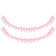 2 String of 13 PCS Peach Pink Bow Garland Banner Decoration Party Bow