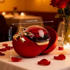 Ochine Preserved Red Real Rose with Heart Necklace, Eternal Flowers A