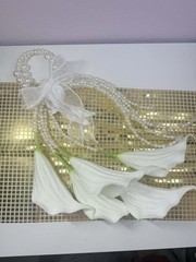 Luxury Pearl Bridal Bouquet | Wedding Flower with White Lilies & Rhinestone Bow