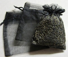 Set of 4 Lavender Sachets made with Black Organza Bags