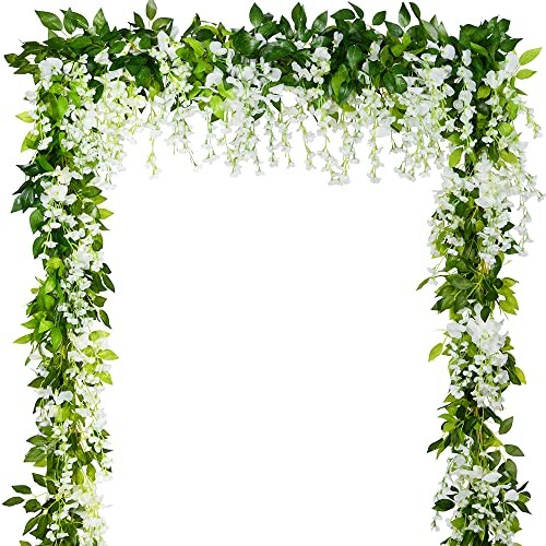 5pack Wisteria Garland Artificial Flowers Garland Fake Hanging Milk White