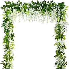 5pack Wisteria Garland Artificial Flowers Garland Fake Hanging Milk White