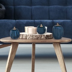 Winlyn 7 Pcs Assorted Sizes Navy Blue Artificial Pumpkins Dark
