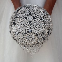 Sparkly Crystal Rhinestones Wedding Bridal Bouquet Brooch Bride Hand Flower 18cm