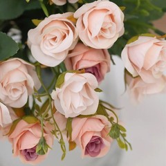 BLUSH 2 Bouquets 12″ Faux Open Roses Artificial FLOWER Bushes Party Events