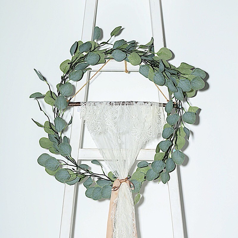 6.5 ft long Frosted Green Artificial Eucalyptus Leaves Vine Garland Decorations