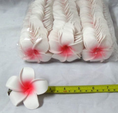 Plumeria Flowers Foam Artificial 100 White & Pink Hair Wedding Decor Lei #023