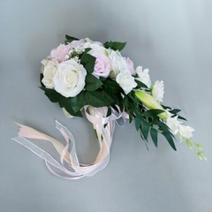 Bridal Artificial Rose Bouquet Silk Flowers Bridesmaid Drop Shape Decor