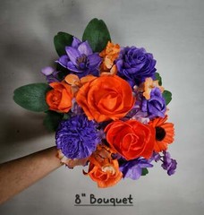 Orange Purple Rose Calla Lily Sola Wood Bridal Wedding Bouquet Accessories