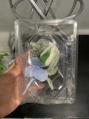 Floral Artificial Wedding Boutonnière White Rose Blue Hydrangea Fabric Plastic