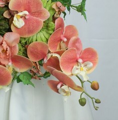 Peach Orchid Garden Flower Faux Wedding Bouquet