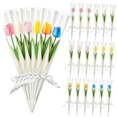 24 Pack Artificial Tulips with Single Flower Sleeves Bulk -13.4″ Real to