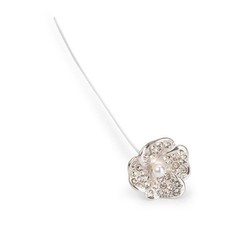DAVID TUTERA™ ILLUSION RHINESTONE AND PEARL SILVER FLOWER PICKS – 6 PIECES