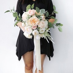 Wedding Bouquet Rose Peony Eucalyptus for Bridal Bridesmaid Artificial Flower
