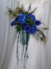 Peacock Blue Beautiful Faux Silk Wedding Bouquet
