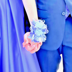Lavender & White SILK Flower Wrist Corsage & Boutonniere Set. Prom, wedding