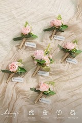 Blush Pink Boutonniere Set for Men, 6pcs Wedding Flowers