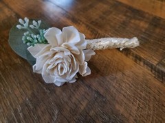 17PC Off White Sola Wood Bridal Bouquet & Artificial Eucalyptus Wedding Flowers