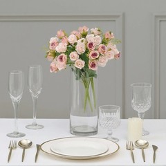 BLUSH 2 Bouquets 12″ Faux Open Roses Artificial FLOWER Bushes Party Events